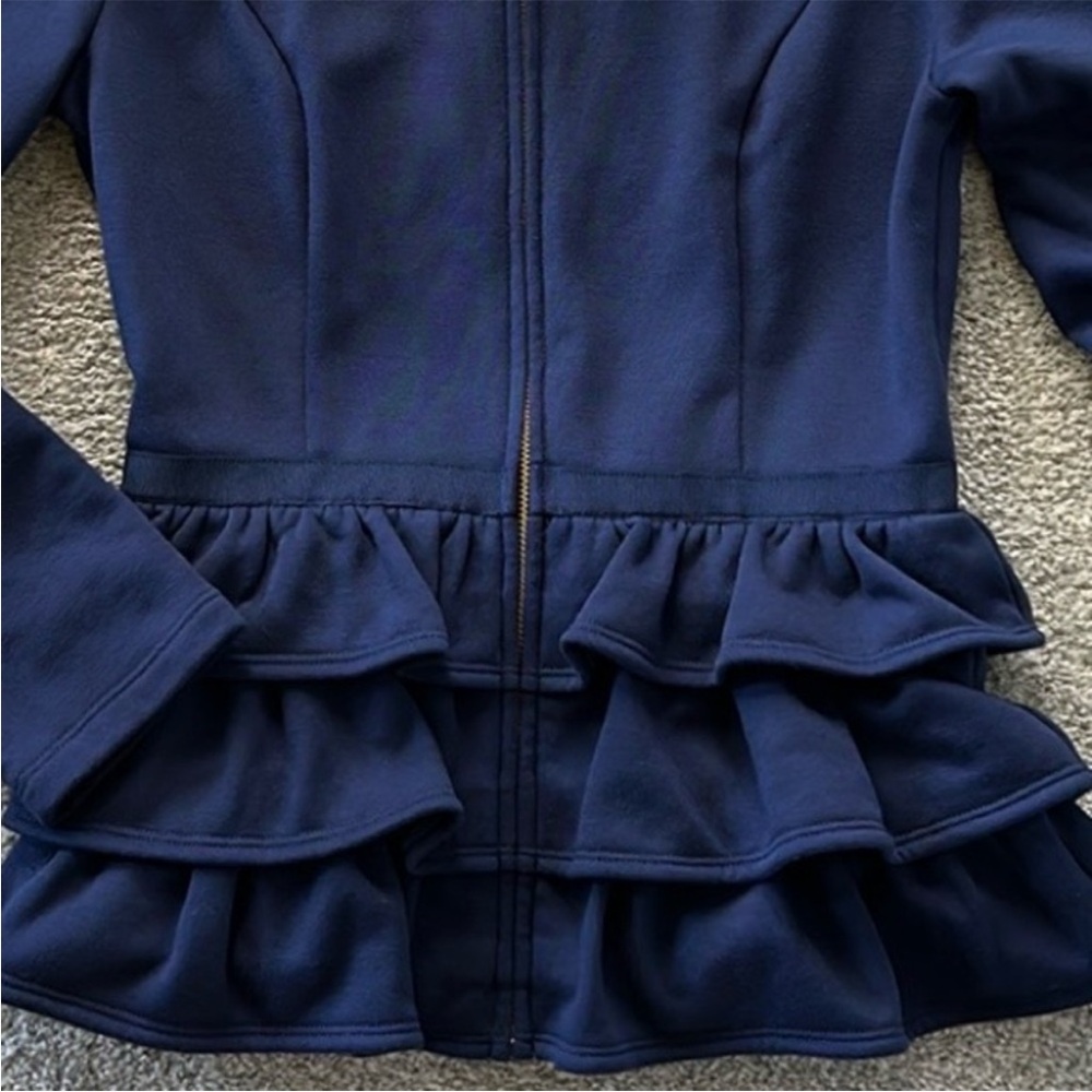 Lilly Pulitzer Azela Ruffle Fleece Jacket in True Navy - Picture 4 of 7